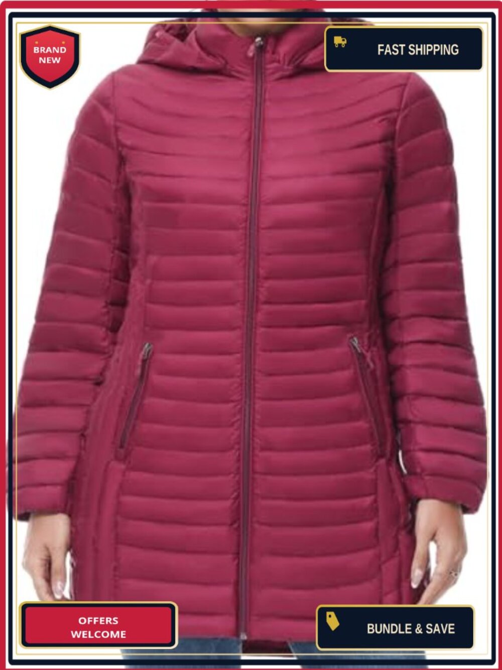 Ultra Light Down Jacket Packable Puffer Coat Hooded Mid Length Winter Outwear